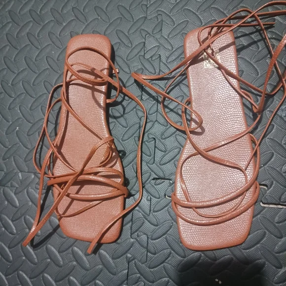 Women Brown Lace Up Flat Sandals - Picture 2 of 11